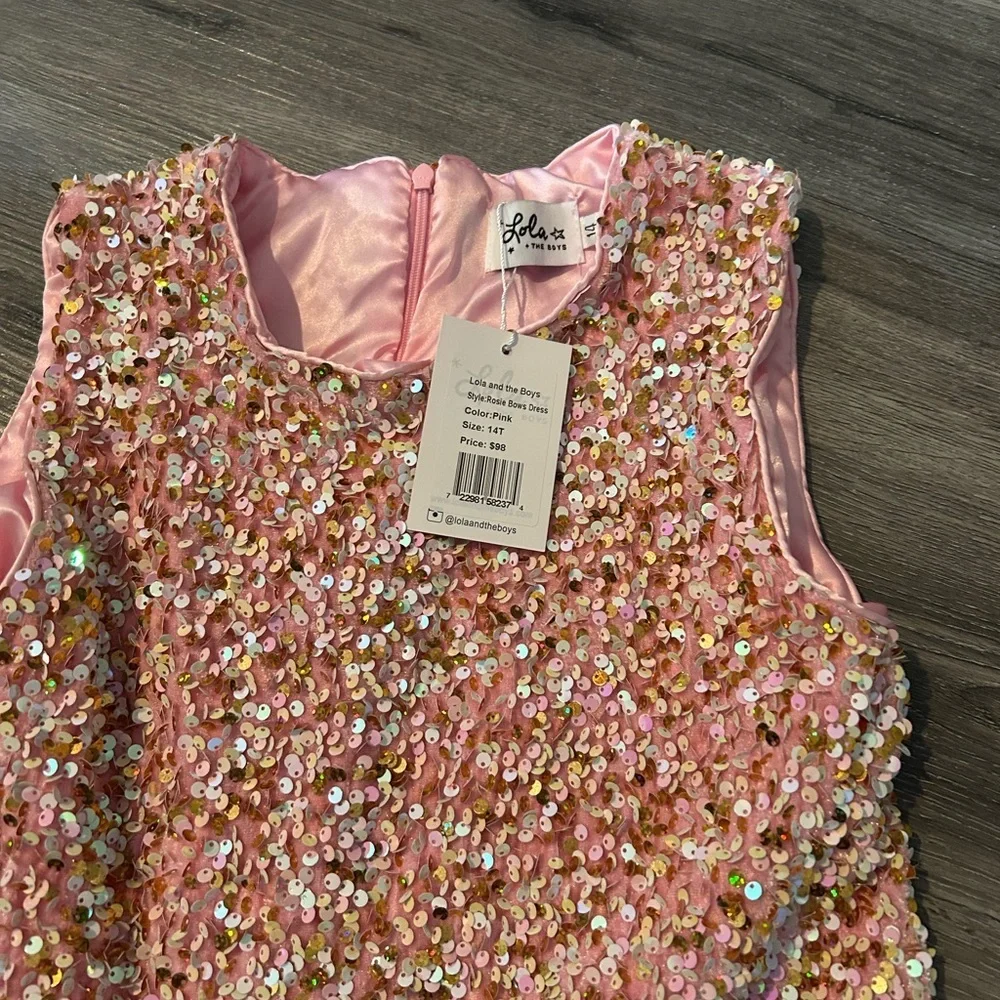 Lola Pink and Gold Sequin Kids Dress
